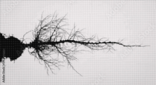 neuron cell body with dendrites and axon in neuroscience  microscopic view