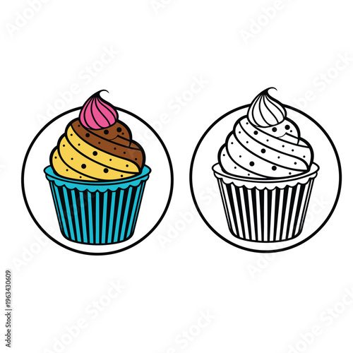 coloring book for kid cupcake vector 