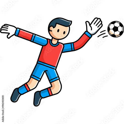 Soccer player kicks ball in action on field during game