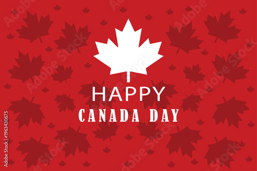 Happy canada day celebration with maple leaf design