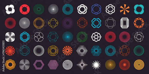 A vibrant collection of various colorful gears and shapes arranged on a dark background.