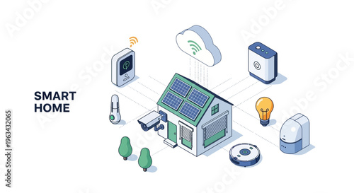 Smart Home Technology and Devices Illustration.