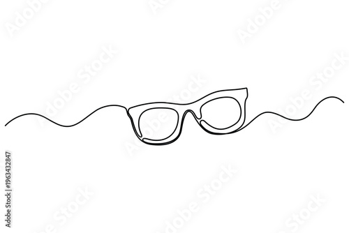 Minimal sunglasses in one continuous stroke trendy UV protection eyewear vector
