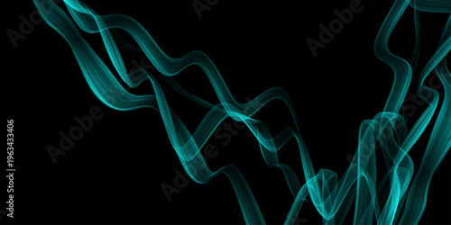 Abstract blue and black smoke. Abstract background of beautiful color smoke waves. This is an actual photo of smoke from a stick of incense with the blue balance adjusted in post processing. 