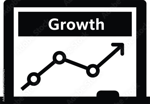 Vector growth concept with line graph and arrow on laptop screen