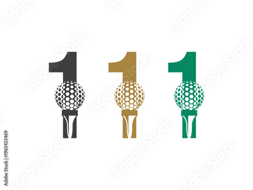 Creative number 1 ball tee logo,vector illustration, isolated on transparent background