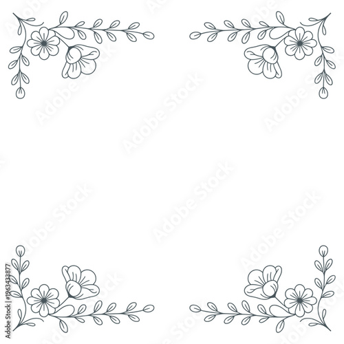 Beautiful Blue Floral Bouquet Illustration with Detailed Leaves