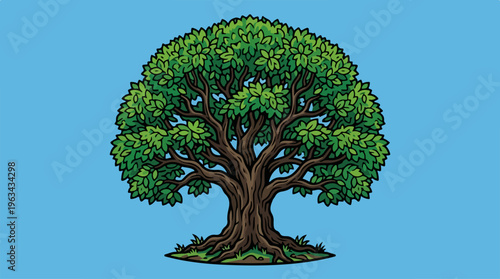 Majestic Tree - A Vibrant Illustration of Natures Beauty.