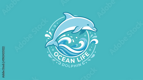 Ocean Life Dolphin Logo - A Vibrant Aquatic Design.