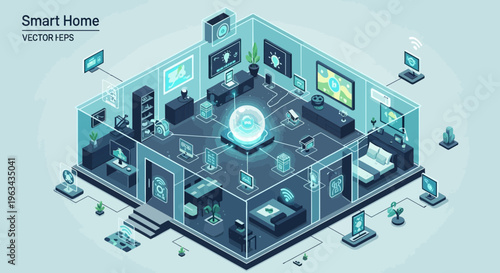 Smart Home Technology Isometric Illustration.