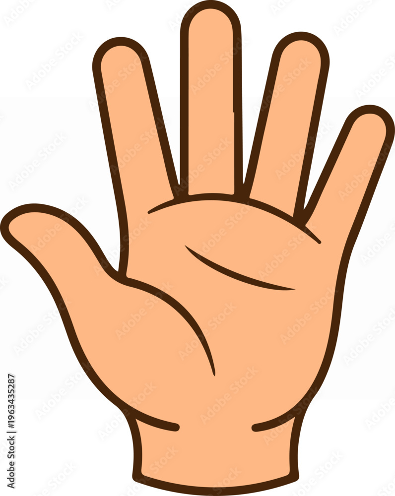 Obraz premium Open hand showing five fingers, palm facing forward, isolated on white background.