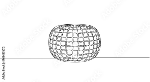 3D wireframe pouf on gray background