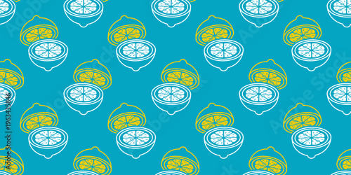 seamless pattern of orange vector illustration. lemon seamless pattern illustration. outlined style lemon fruit background vector illustration