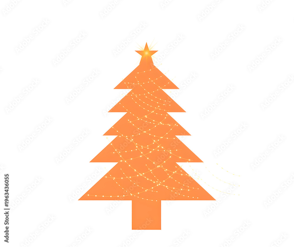 Obraz premium A vibrant orange Christmas tree with a star on top