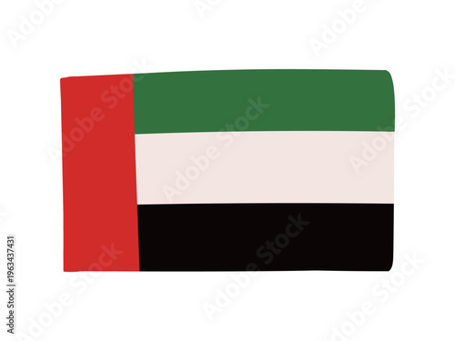 かわいいアラブ首長国連邦の国旗アイコン 手描きタッチの旗イラスト