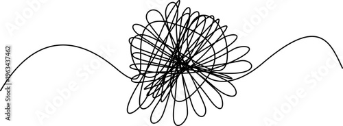 WebMinimalist Line Art Scribble Knot with Waves