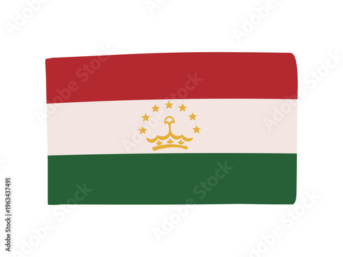 かわいいタジキスタンの国旗アイコン 手描きタッチの旗イラスト