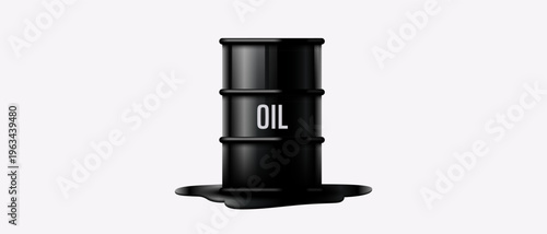 Oil canister container with liquid petroleum. Fuel storage, energy resource, transportation and industrial usage concepts. Simple design. Vector illustration. Black color.
