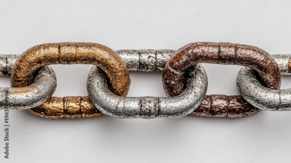 Fototapeta premium A close-up of a chain link with metallic colors