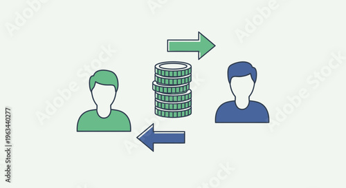 Decentralized finance concept with people exchanging coins