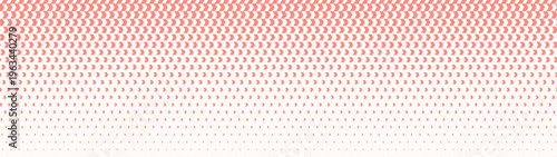 Panoramic abstract background in ultra wide 32:9 vector format with white red checkered chevron halftone pattern and soft faded transition. Dynamic design for hero section, UI, presentation layouts