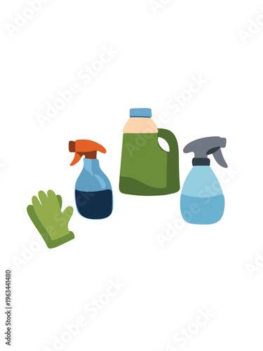 cleaning chemicals in bottles