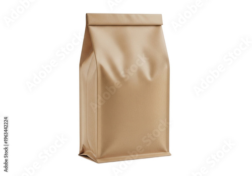 Standing brown paper bag with drawstring closure for packaging or storage