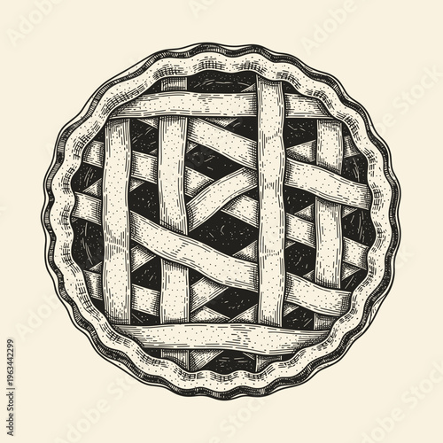 Top view of a lattice crust fruit pie