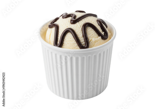 Delicious chocolate-drizzled cupcake with sweet frosting on top