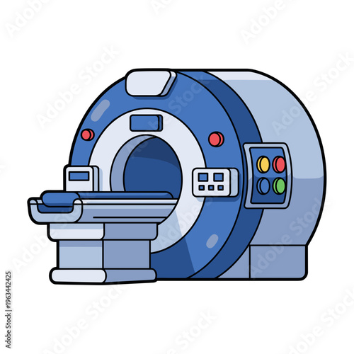 MRI scanner machine with control panel icon