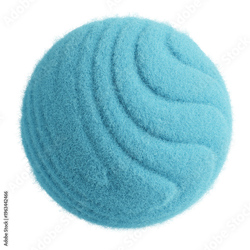 Foto Blue fuzzy textured sphere close-up abstract 3d render