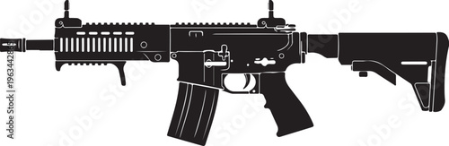 Black rifle vector, assault rifle illustration, gun silhouette, firearm icon
