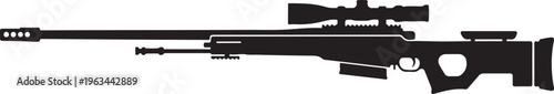 Sniper rifle, black, vector, gun, firearm, illustration, hunting, tactical