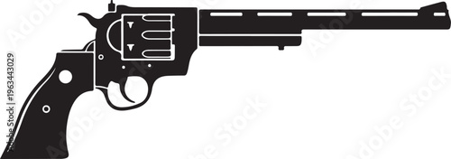 Revolver, black gun, handgun, weapon icon, vector pistol