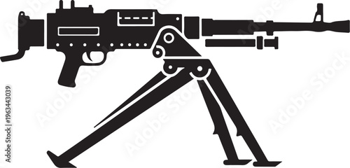 Rifle, machine gun, assault rifle, black, silhouette, vector, gun, firearm, military, weapon, illustration