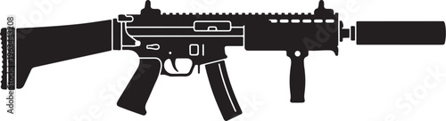 Rifle, assault rifle, gun, black, vector illustration, firearm, weapon