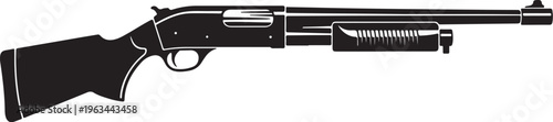 Rifle, Gun, Firearm, Black Silhouette, Vector Illustration