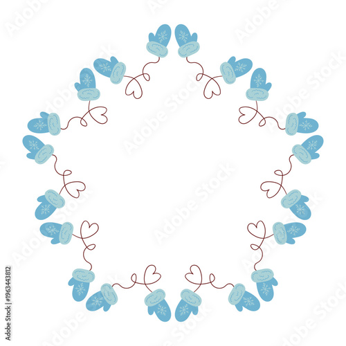 Christmas tree decorations. Round frame. Template for your creativity