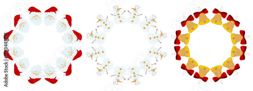 Christmas tree decorations. Round frame. Template for your creativity