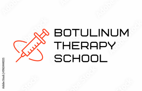 Botulinum Therapy School Logo with Syringe Line Art