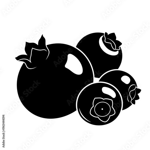 Blueberry Silhouette Isolated on White Background