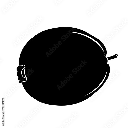 Guava Fruit Silhouette Isolated on White Background