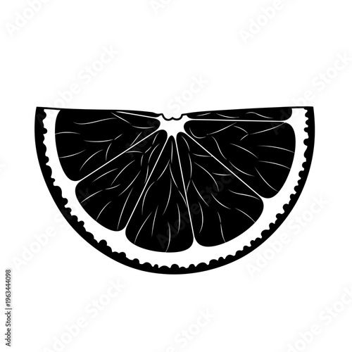 Orange Slice Silhouette Isolated on White Background