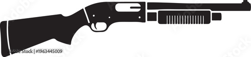 Shotgun, black silhouette, rifle icon, vector illustration, hunting symbol