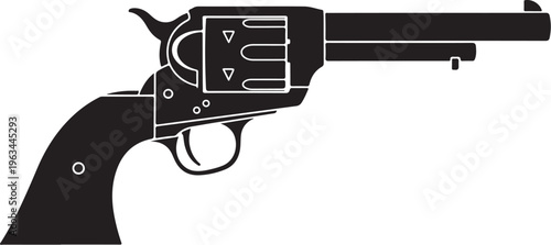 Revolver, black revolver, handgun, gun, vector illustration, firearm
