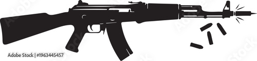 Black rifle vector, assault rifle silhouette, gun icon, bullet graphics