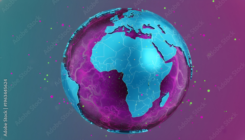 Fototapeta premium vibrant illustration of earth from space with purple and blue hues