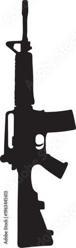 Rifle silhouette, black assault rifle, gun icon, weapon vector