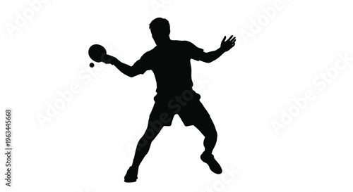 A tennis player preparing to serve a striking black silhouette