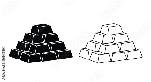 Two stacked block pyramids in contrasting tones a graphic silhouette